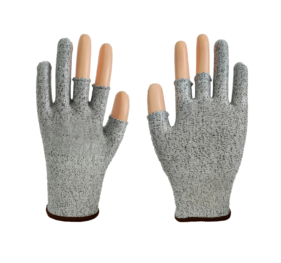 Exposed three finger anti cutting gloves 