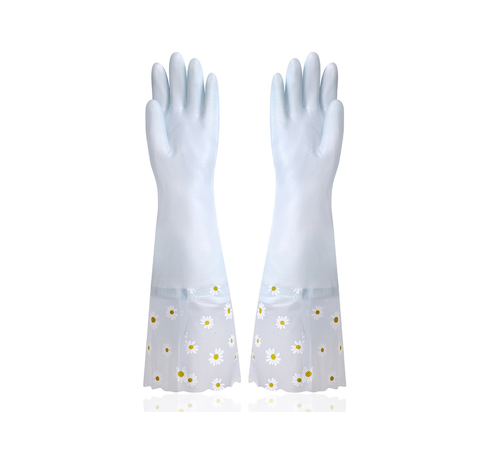 Extended rubber household gloves 