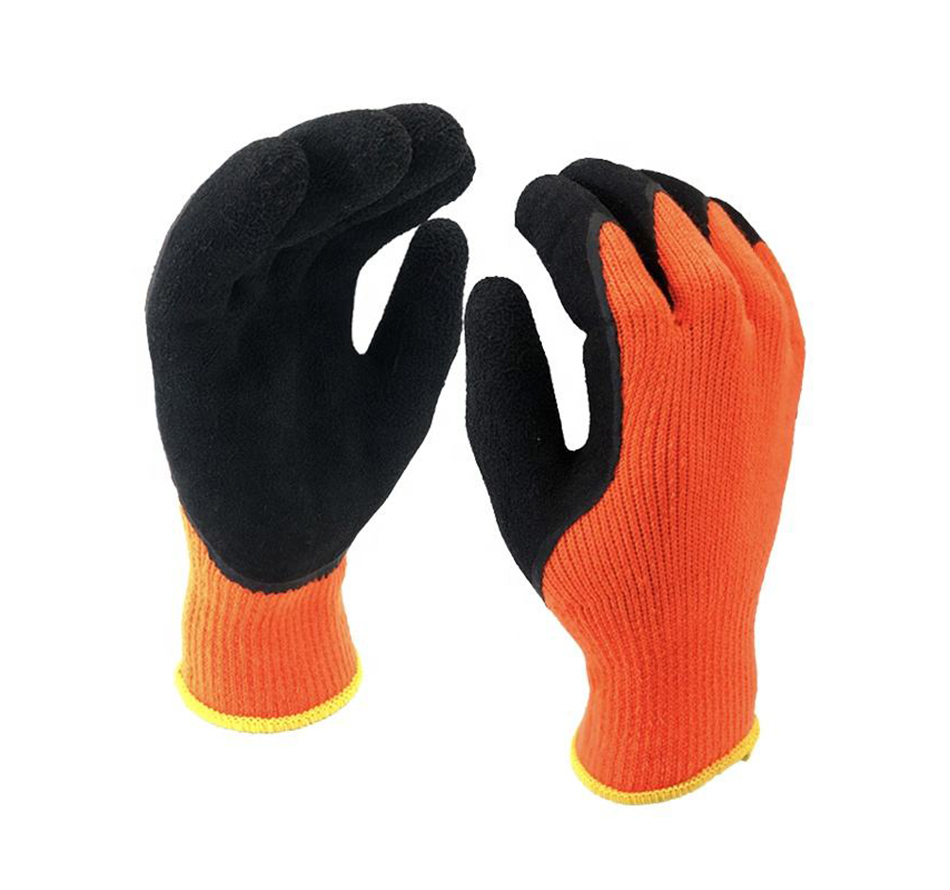 Orange latex thickened gloves