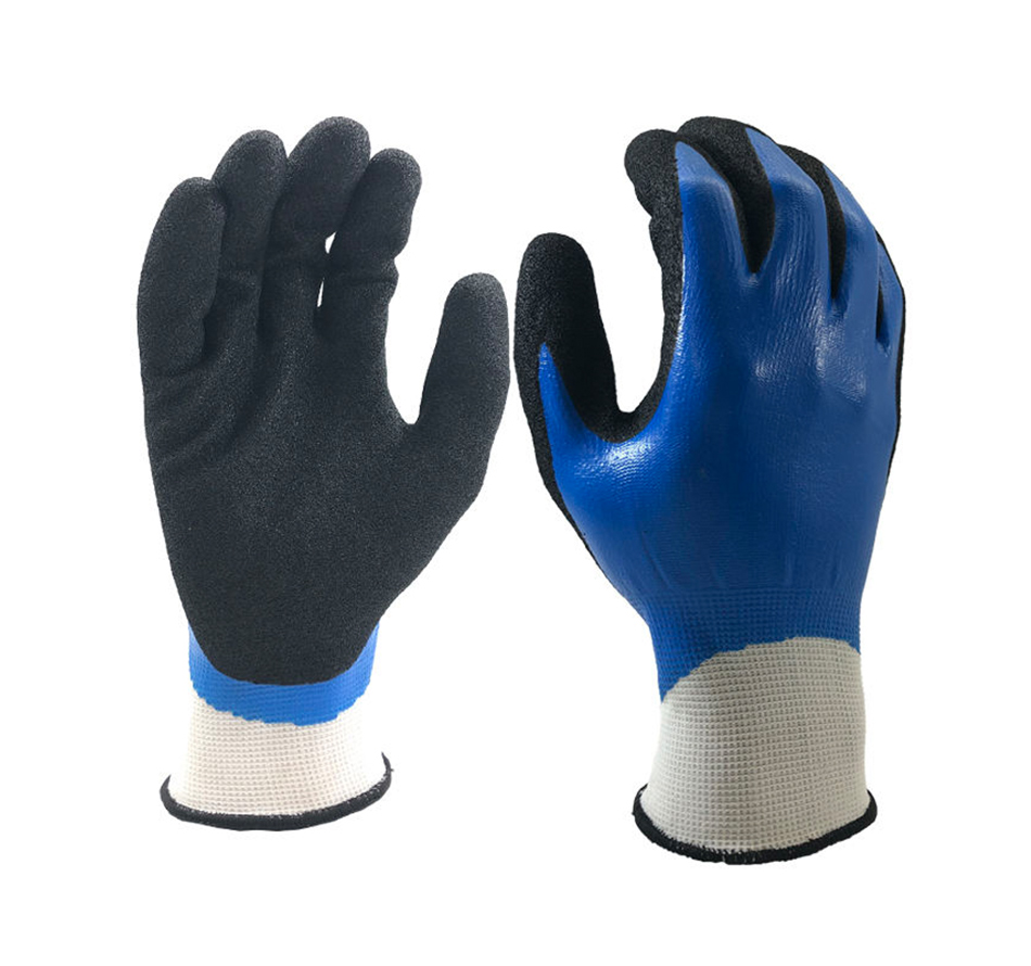 Nylon double layer nitrile gloves 