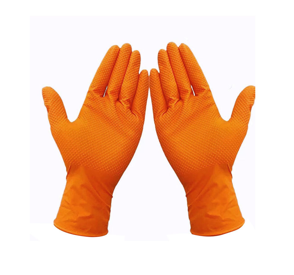 Disposable double-sided diamond patterned nitrile gloves 