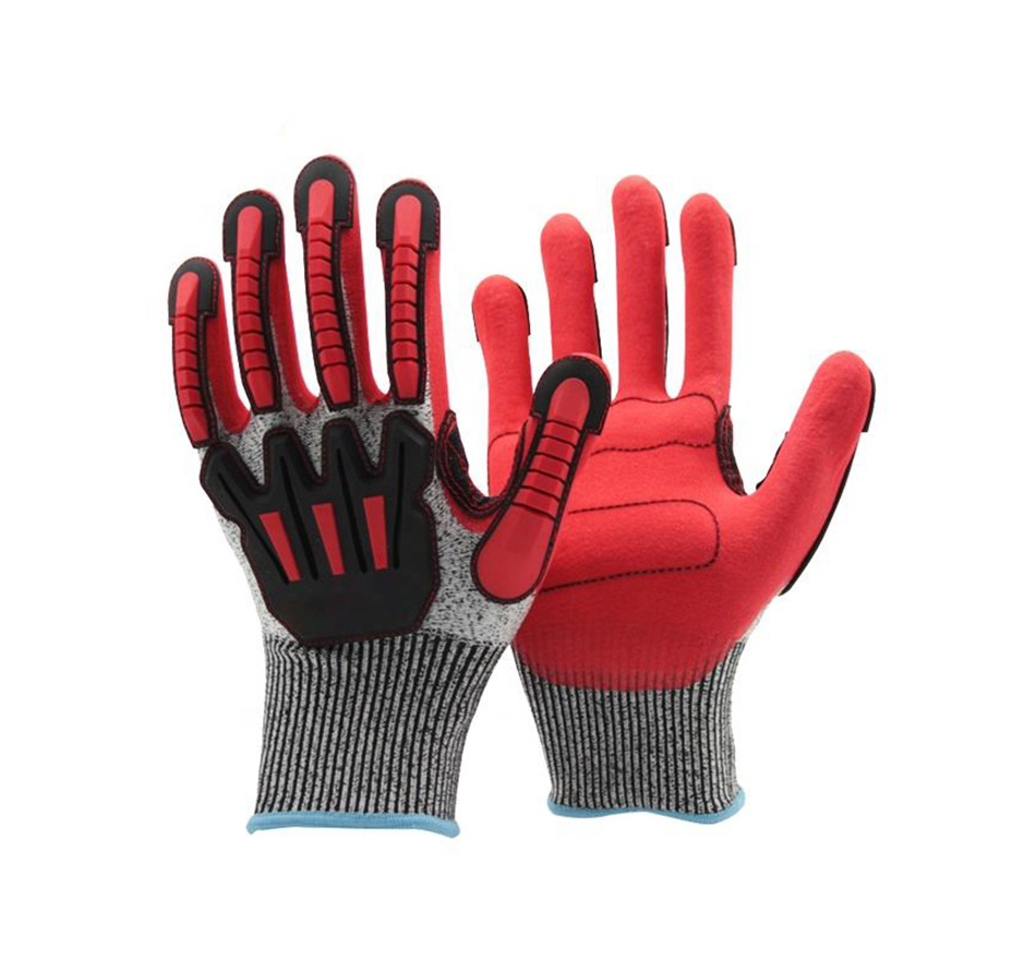 TPR impact and cutting resistant mechanical gloves