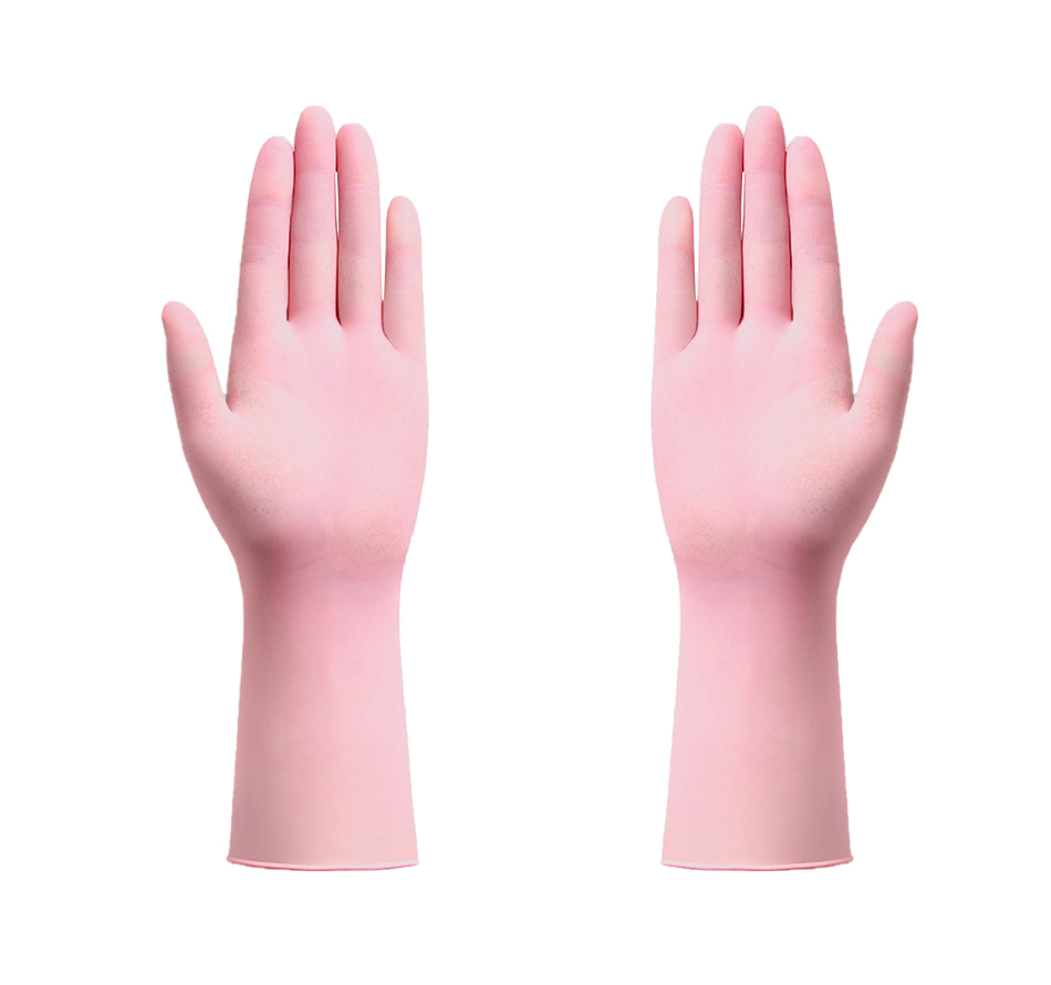 Extended pink disposable nitrile gloves 